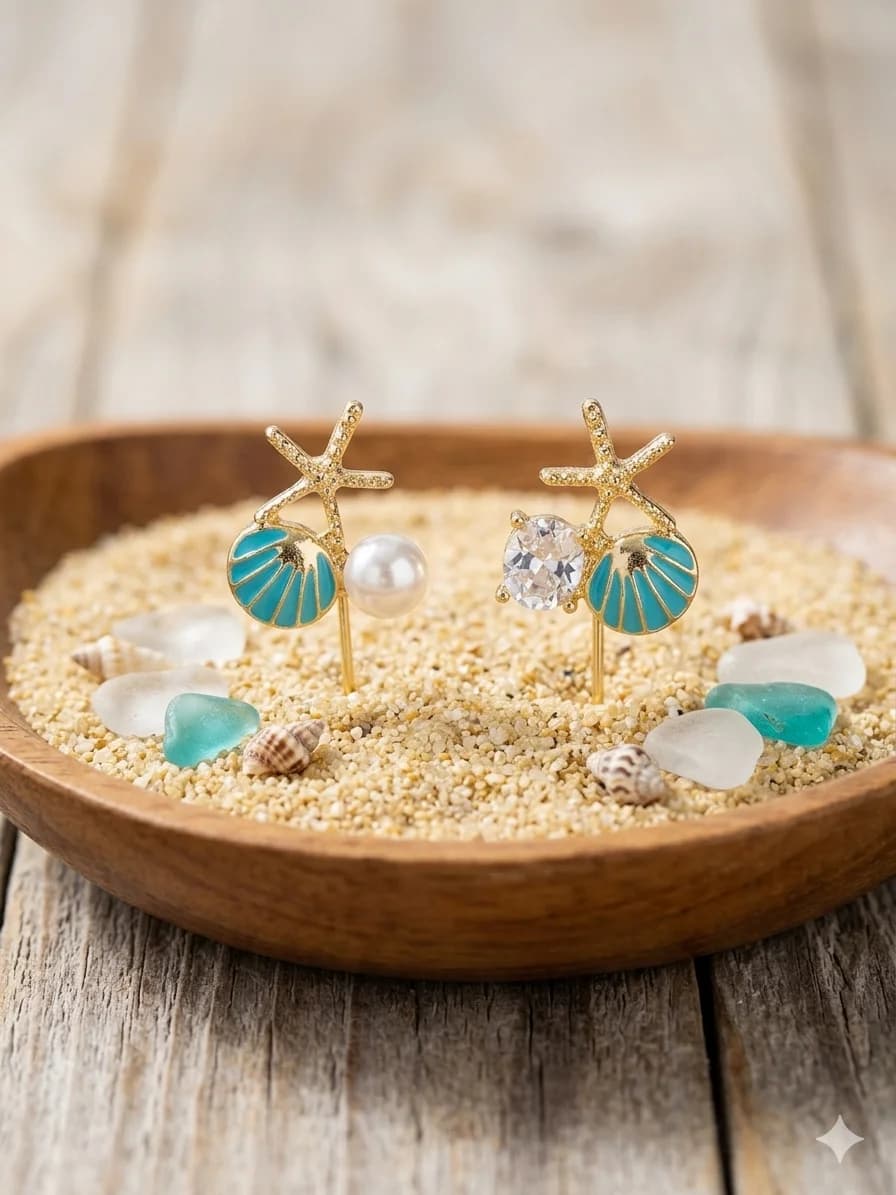 EARING SEA BLUE SHELL