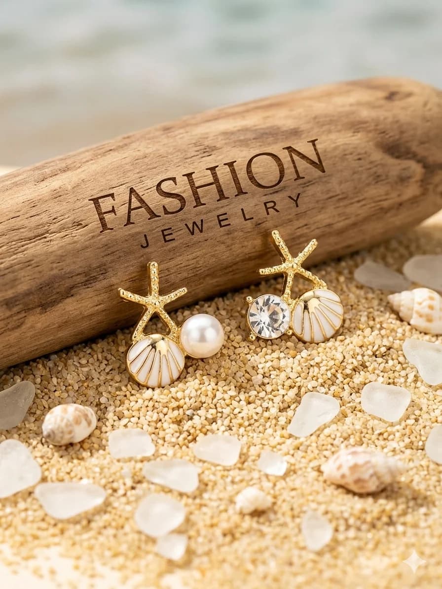 EARING SEA WHITE GOLD SHELL
