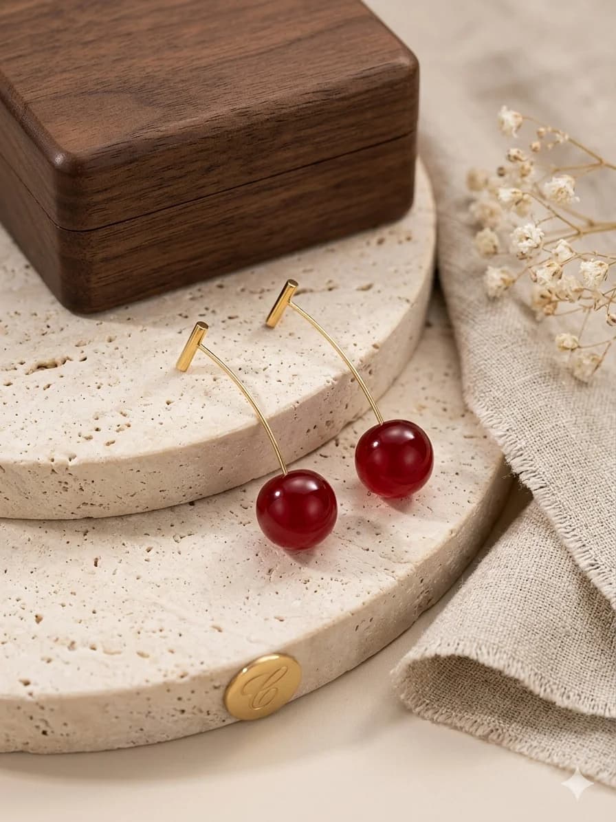 WOMEN EARING CHERRY