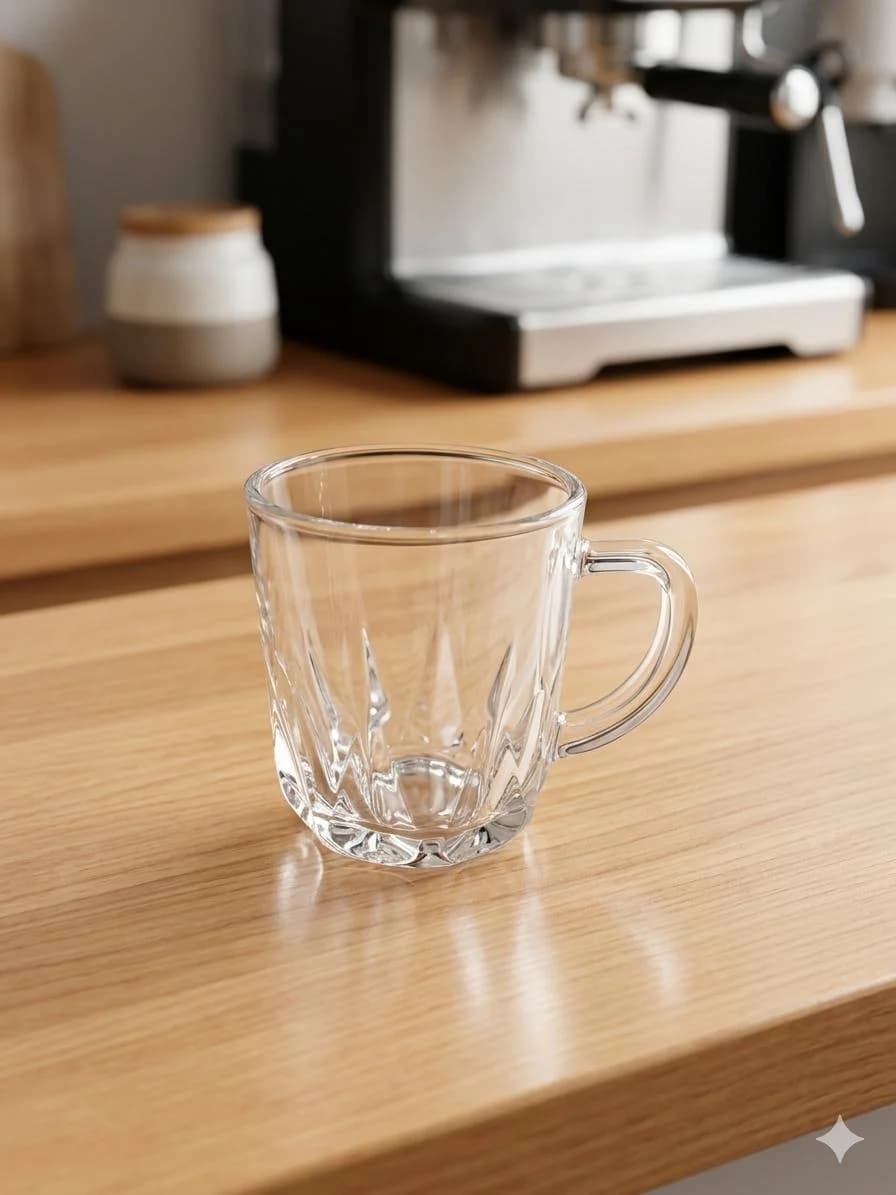 TEA CAP TRANSPARENT 6 PCS WITH HANDLE