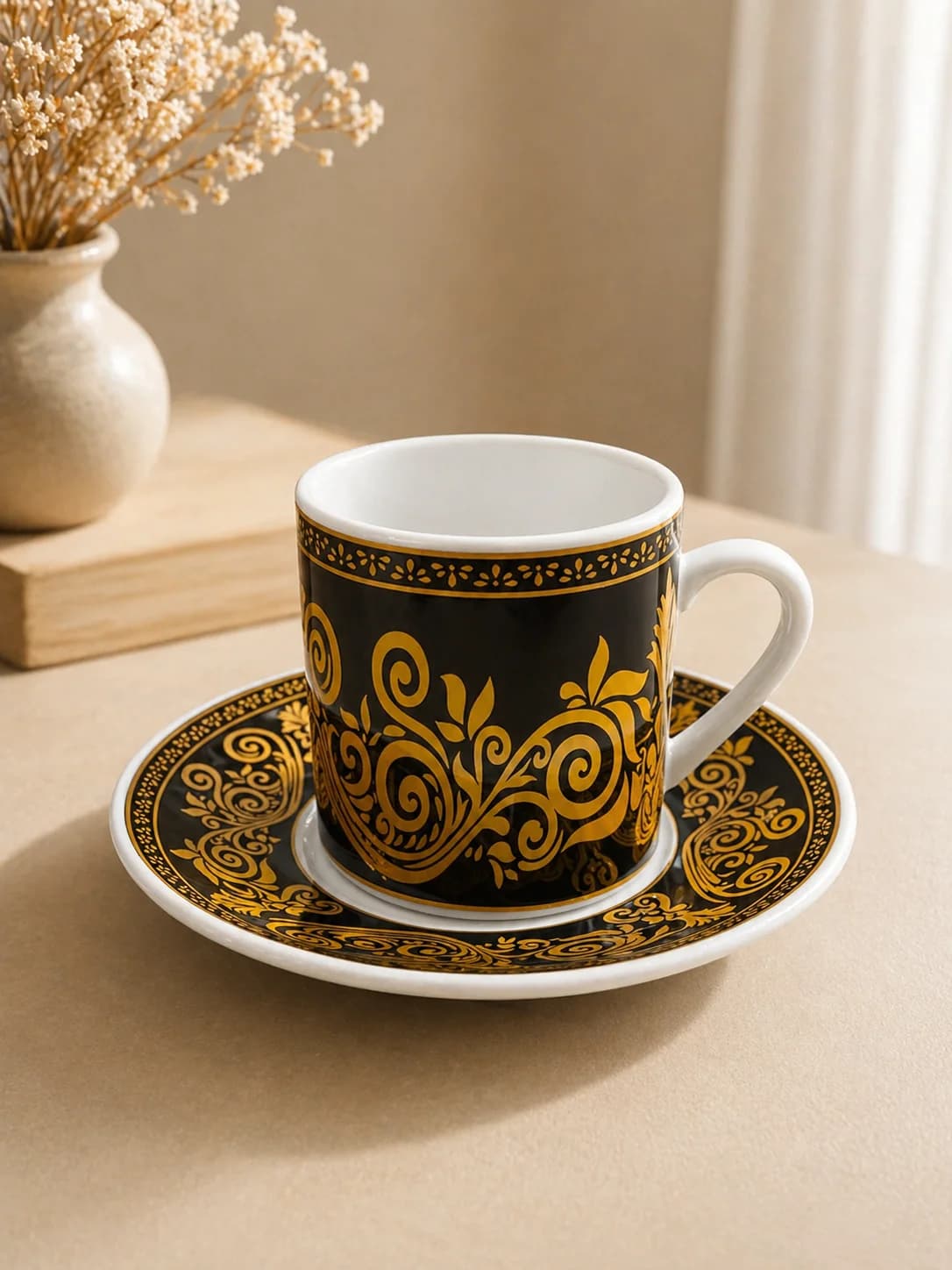 coffee cup black and gold 12 pcs