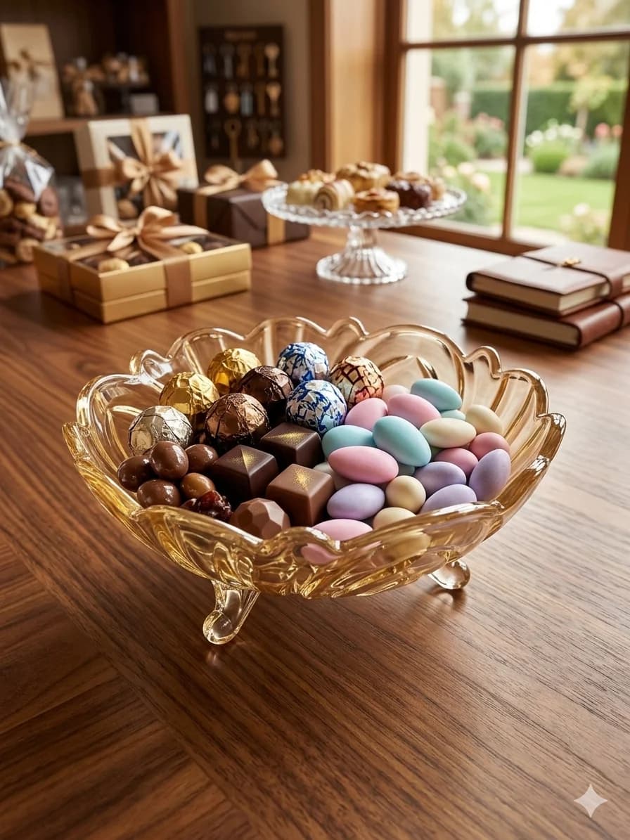 glass bowl rounded big bronze 6pcs